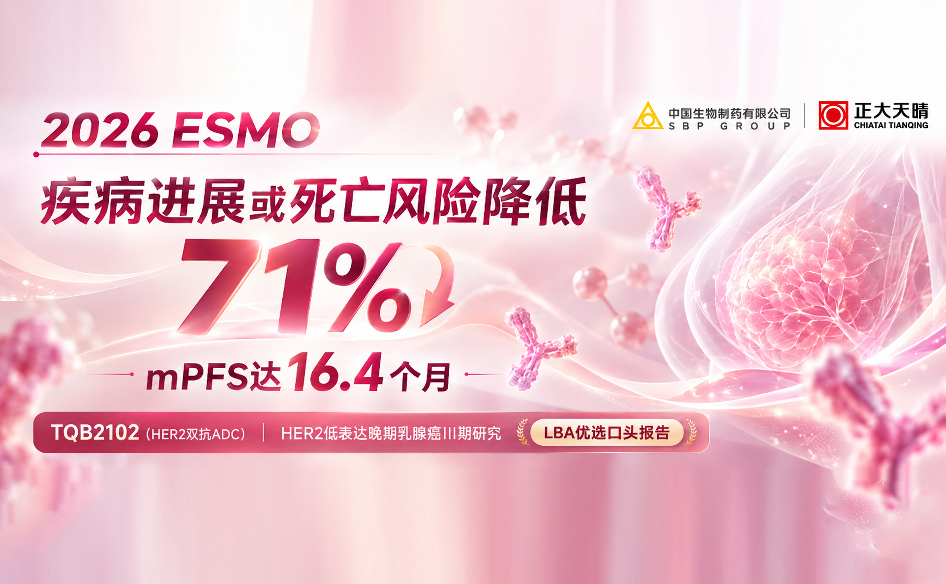 World's First Phase III Clinical Data for a HER2 Bispecific ADC Released! SBP Group's Innovative Breast Cancer Therapy TQB2102 Presented as an LBA at ESMO 2026